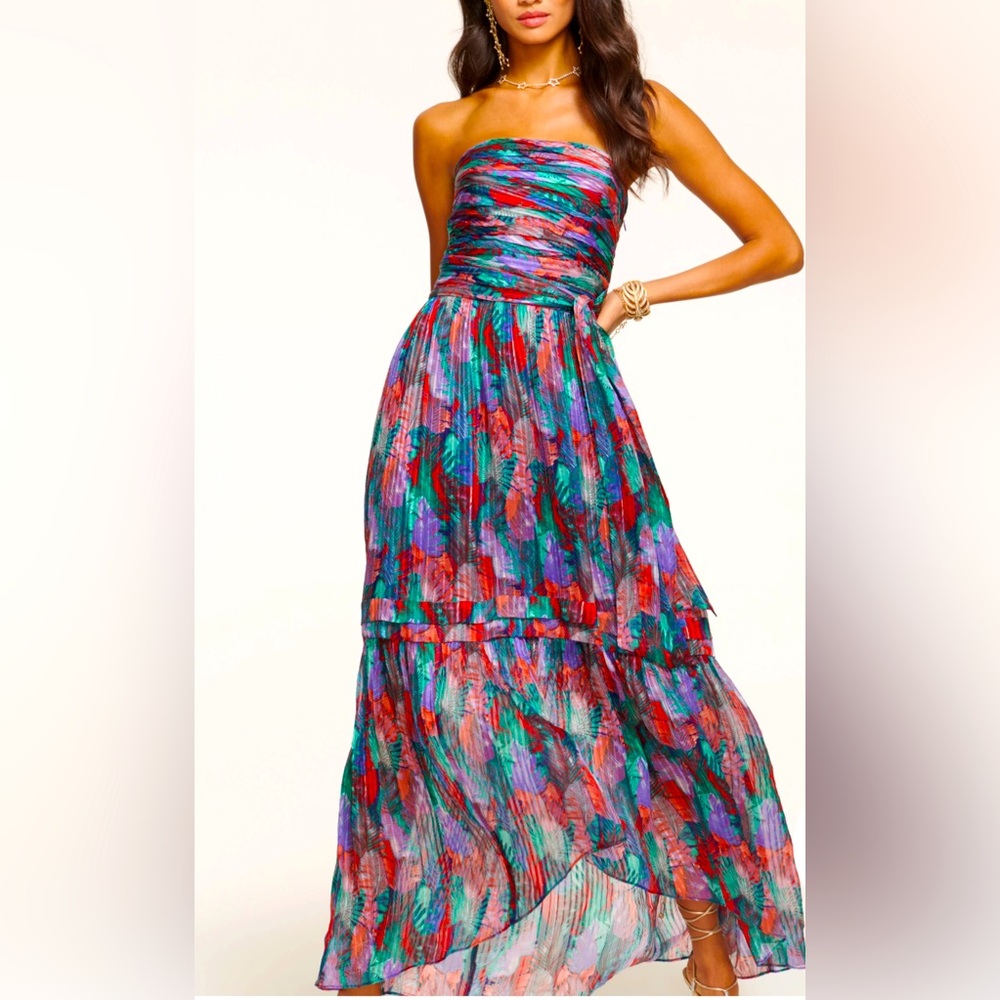 NWT Ramy Brook Bernadette Abstract Print Silk Midi Dress Size 0 in Grenadine